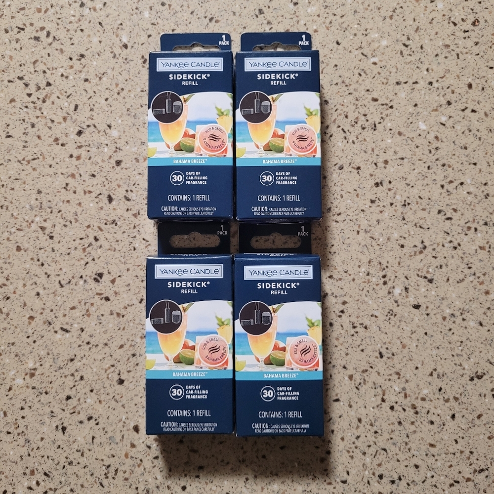 4 Yankee Candle Sidekick Bahama Breeze Fragrance, 1 Refill Per Box